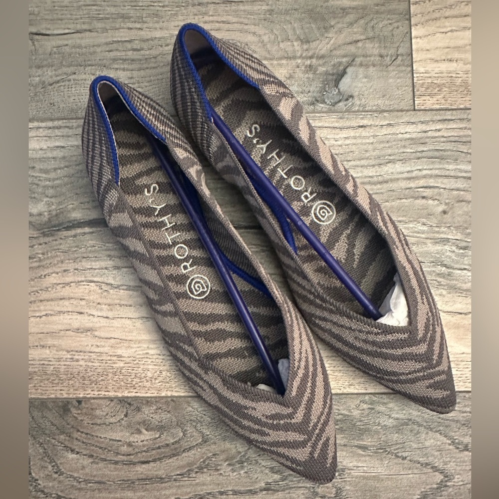 Rothy's Gray Zebra Pointed Flats Points Size 8.5 … - image 1